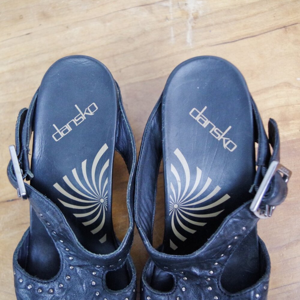 Dansko Ripley Studded Black Leather Mule Clogs EU 37 - Picture 3 of 8